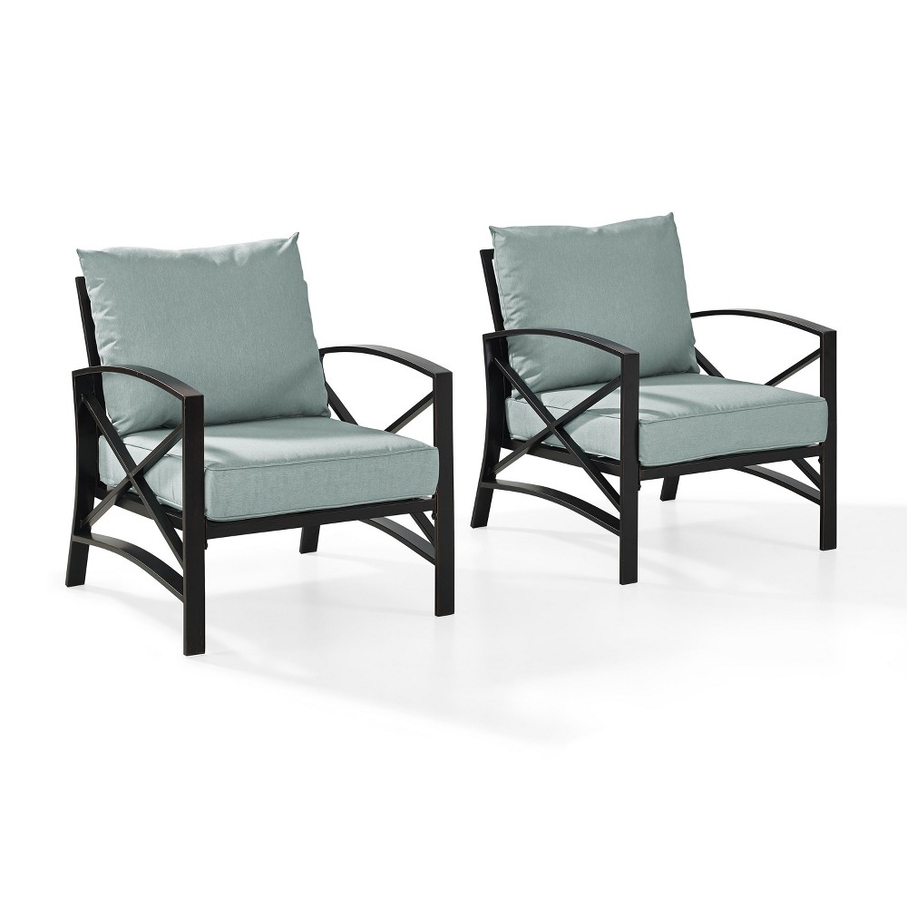Photos - Garden Furniture Crosley 2pc Kaplan Outdoor Chair Set Mist  