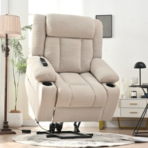 Velvet Remote Power Lift Recliner Chair with Cup Holders,Extended Footrest and Side Pocket for Elderly-Baofuwish - 1 of 4