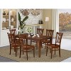 Rectangular Dining Table Set 7Pc 60 Inch Table with 6 Wood Kitchen Chairs - 2 of 4