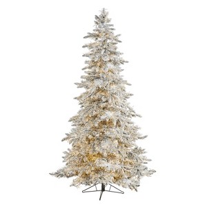 7.5ft. Flocked Grand Fir Artificial Christmas Tree with 6672 Warm Cluster Multifunction LED Lights – Dazzling X-Mas Display - 1 of 4