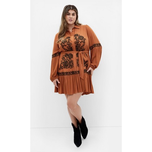 Women's Plus Size Marlie Dress - caramel | CITY CHIC - image 1 of 4