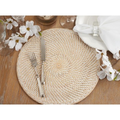 Natural Woven Rattan Round Placemats, Set of 4