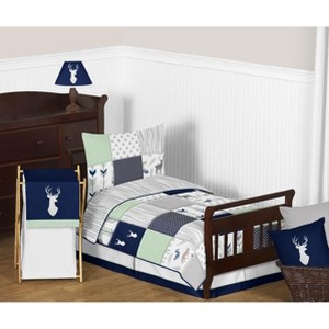 Sweet Jojo Designs Gender Neutral Unisex Toddler Bedding Set Woodsy Blue, Green and Grey 5pc - 1 of 4