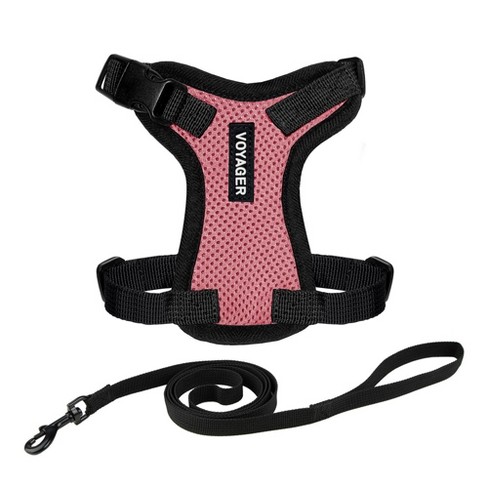 Step in Lock Adjustable Cat Harness W. Cat Leash Combo Set With Neoprene Handle 5ft Small Medium And Large Breed Cats Pink black Trim Xs Target