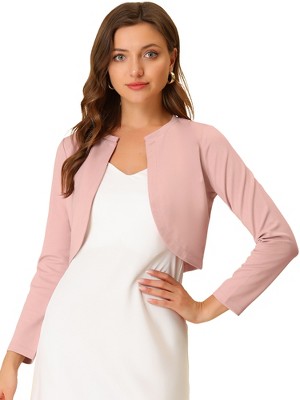 INSPIRE CHIC Women's Solid Open Front Curved Hem Stretchy Fabric Crop Bolero Shrug