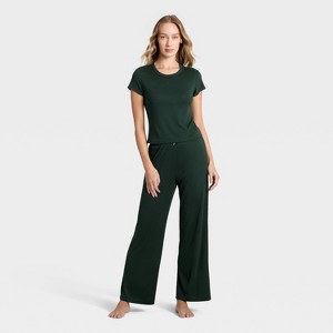 Women's Pointelle Short Sleeve Shirt and Pants Pajama Set - Auden™ - 1 of 3