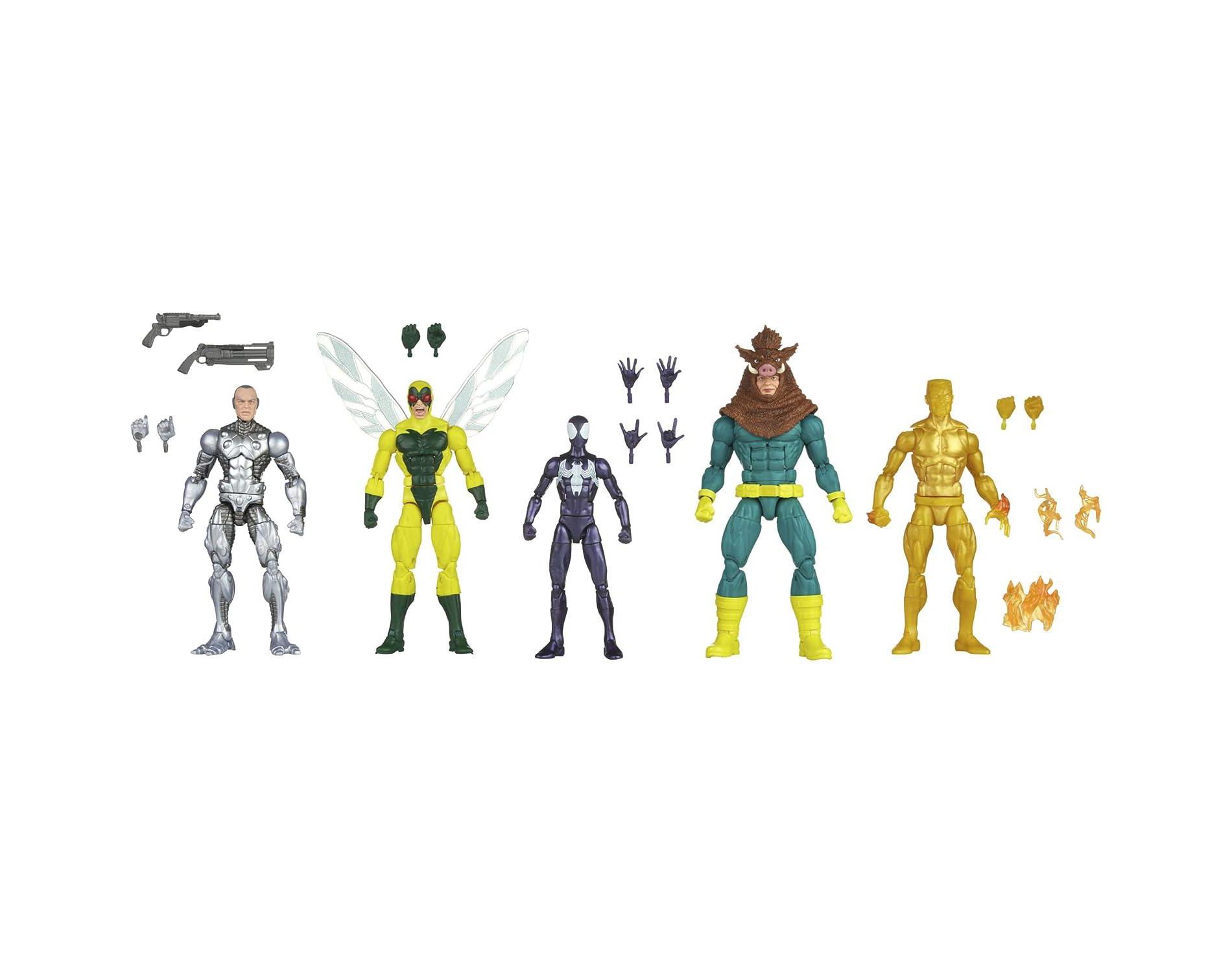 Marvel Legends Spider-Man Rogues Gallery 5-Figure Set – Spider-Man, Silvermane, Human Fly, Molten Man, Razorback + 14 Accessories