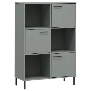 vidaXL Bookcase Grey Solid Pine Wood Large Bookcase Rectangular - 1 of 4