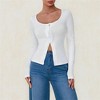 Coolmee Women's Long Sleeve Tops Tie Button Down Blouse Sexy Sweetheart Neck Going Out T Shirts - 4 of 4