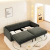 Whisen 4-Seat Convertible Sleeper Sofa Bed, Modern Chenille Cloud Sofa Couch with 2-in-1 Pillow, Pull-Out Sleeper - 2 of 4