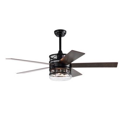 DOMETOUR 52-inch 5-blade Lighted Ceiling Fan with Remote Control , Glass Shade (Optional Remote) --Matte Black