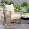 Modern Curved Back Aluminum Patio Accent Arm Chair,Outdoor Poolside Lounge Chair,Woven Rope Back Garden Armchair with Cushion-Coolbibila - 2 of 4