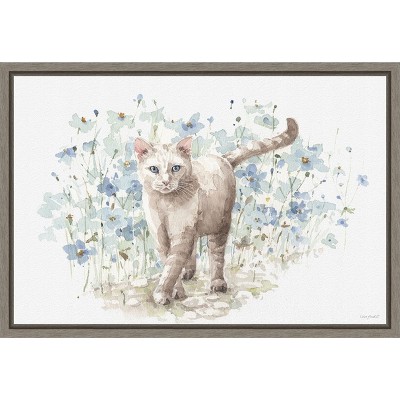 Amanti Art Bohemian Blue Cat II by Lisa Audit Canvas Wall Art Print Framed 23 x 16-in.