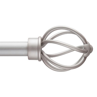 Kenney Fast Fit Easy Install Tyrell 3/4" Decorative Window Curtain Rod, 42-120", Polished Pewter
