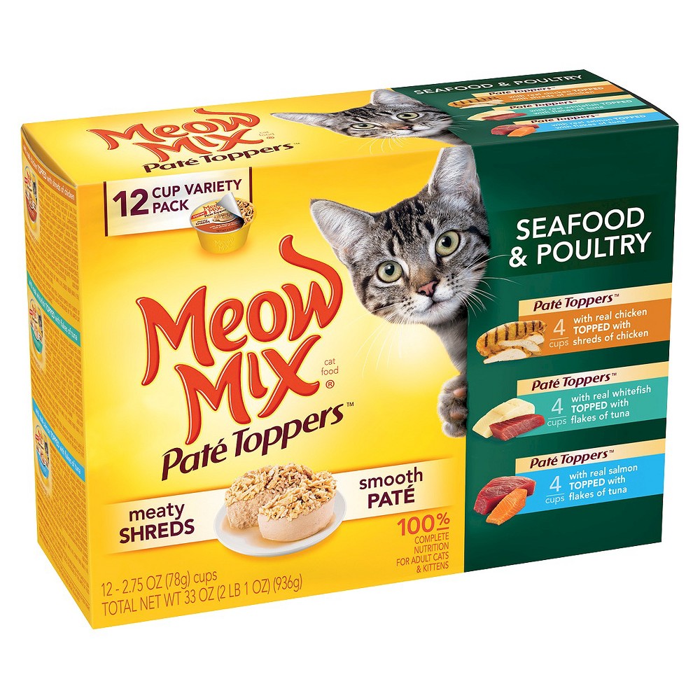 UPC 829274512299 product image for Meow Mix SeaFood and Poultry Pate Toppers - Wet Cat Food - 2.75oz can/12pk | upcitemdb.com