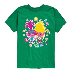 Boys' - Trolls - Poppy and Viva Stickers Short Sleeve Graphic T-Shirt - 1 of 4