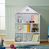 Angel Sar Wooden Bookshelf, 3-Tier Kids Bookshelf with Dollhouse Design, Toy Storage Organizer for Bedroom Playroom, Pink & White - 2 of 4