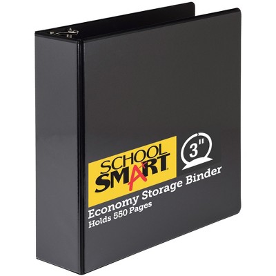 School Smart D Ring Binder, Polypropylene, 3 Inches, Black