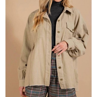 Women's Corduroy Button Down Oversized Shacket - KORI