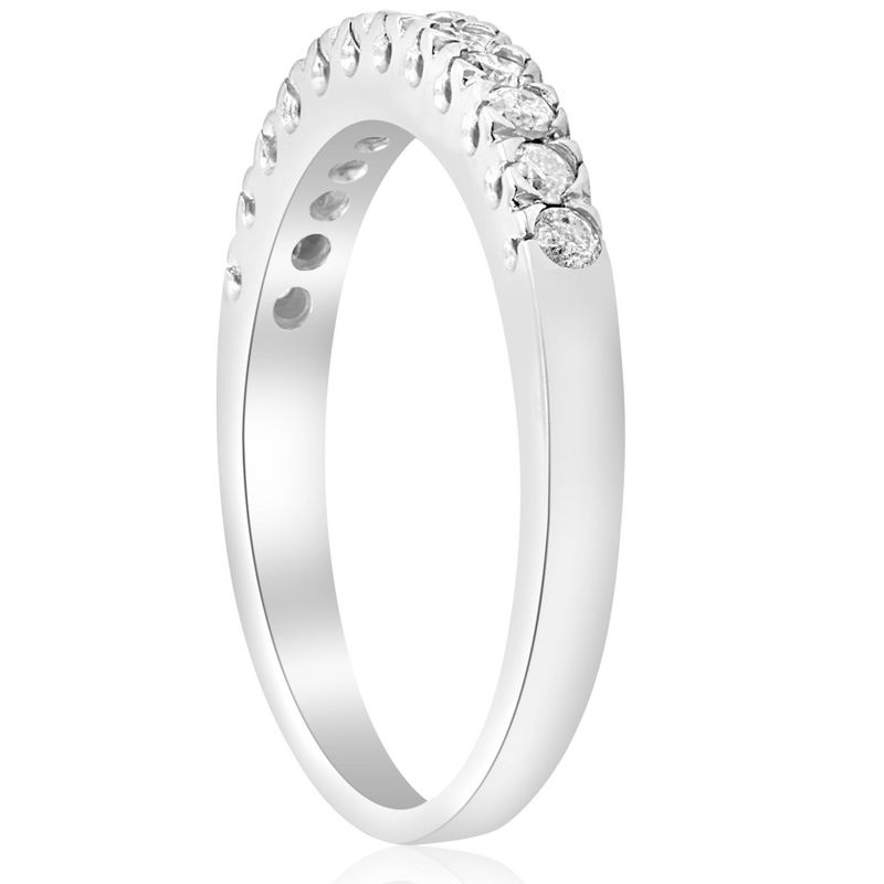 Pompeii3 5/8ct Pave Diamond French Prong Set Wedding Ring 14K White Gold, 2 of 5
