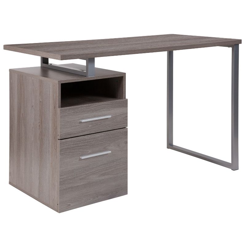 Flash Furniture Harwood Desk with Two Drawers and Metal Frame, 1 of 12