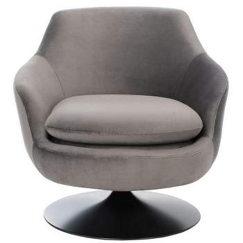 Citrine Velvet Swivel Accent Chair - Dark Grey/Black - Safavieh