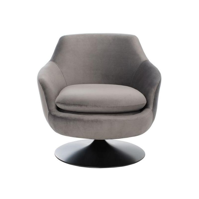 Citrine Velvet Swivel Accent Chair - Dark Grey/Black - Safavieh, 1 of 2