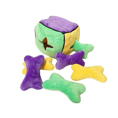 Midlee Plush Find a Bone Cube Dog Toy