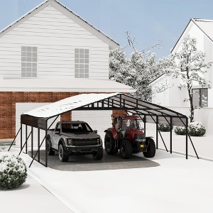 10 x 15 FT Metal Carport with Galvanized Steel Roof, Heavy Duty Metal Roof Carport with Enhanced Base, Tall Kits Garage for Tractors, Trucks, Boats - 1 of 4