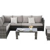 Outdoor Furniture Set, Armrest  Sofas with Cushions and Pillows, 6 Pcs Rattan Wicker Sofa Set with Tempered Glass Coffee Table-Coolbibila - 4 of 4