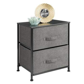 mDesign Small End/Side Nightstand Table with 2 Removable Drawers