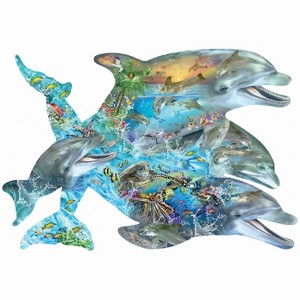 Sunsout Song of the Dolphins 1000 pc Special Shape  Jigsaw Puzzle 95264 - 1 of 4