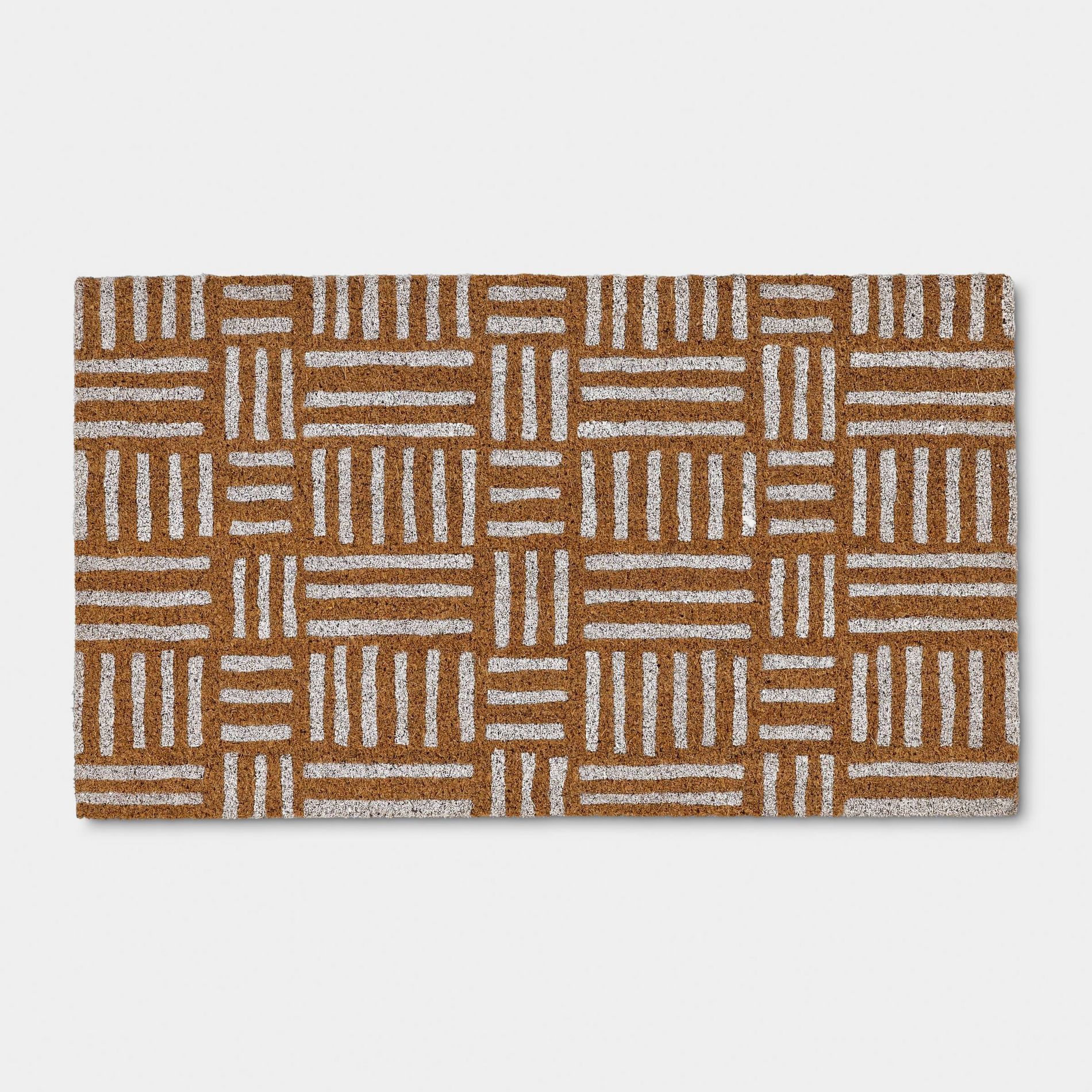 1'4"x2'4" Crosshatch Rectangle Outdoor Door Mat White - Room Essentials™