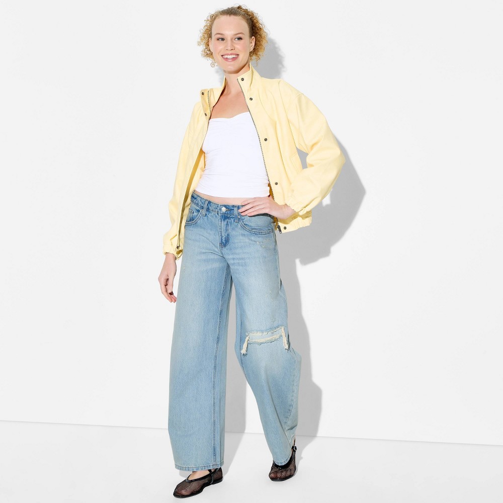 Women's Mid-Rise Barrel Leg Jeans - Wild Fable™ Light Blue Denim 2