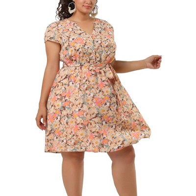 Plus size knee shop length casual dresses