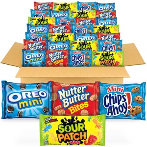 OREO Mini Cookies, CHIPS AHOY! Mini Cookies, SOUR PATCH KIDS Candy & Nutter Butter Bites Cookies & Candy Variety Pack - 40oz/32ct - 1 of 4
