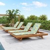 Christopher Knight Home Dara Outdoor Acacia Wood Adjustable Chaise Lounge with Cushion and Flat Storage Surface (Set of 4) - 2 of 4
