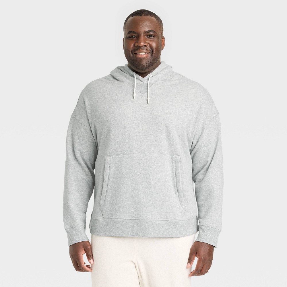Men's Big Cotton Fleece Hooded Sweatshirt - All in Motion™ Heathered Gray 2XL -  85278720