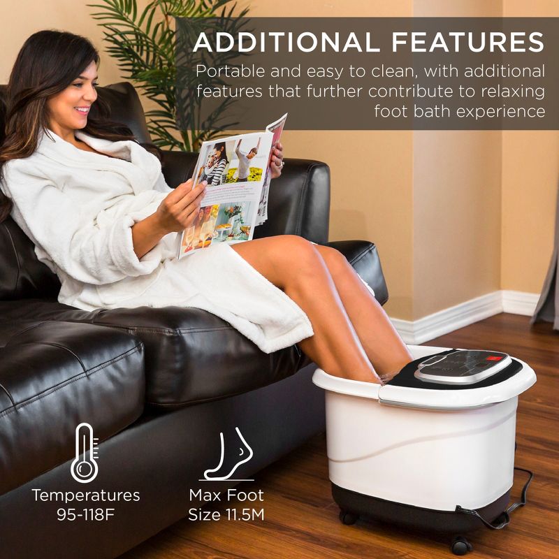 Best Choice Products Portable Heated Shiatsu Foot Bath Massage Spa w/ Pumice Stone, Waterfall, Adjustable Heat, 4 of 8