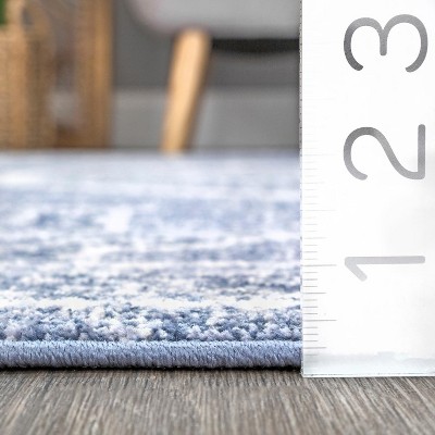 Reversible Blue Synthetic 4' x 6' Rectangular Area Rug