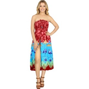 LA LEELA Women's House Daily Routine Evening Wear Ruffle Tube Top Midi  Evening Casual Backless Dress Strapless for Women One Size Red, Flamingo :  Target