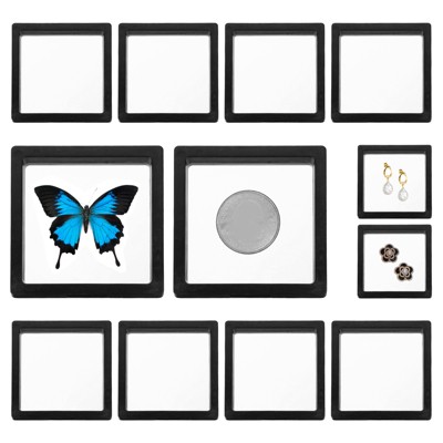 Unique Bargains Transparent PE 3D Floating Display Stand Holder Jewelry Storage Box 12 Pcs