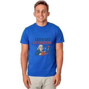 Men's 4th of July Let's Get Lit- Erature America Patriotic Funny T-Shirt - 1 of 4