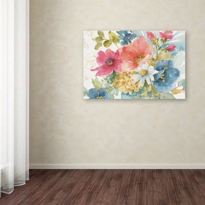 Colorful Floral Watercolor Canvas Art Print 30" x 47"