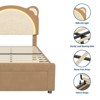 Twin XL Size LED Bed Frame with Storage Drawers,Adjustable Headboard with Bear Design,Soft Velvet Fabric Bed Frame for Kids,Solid Wood Slat Support - 3 of 4