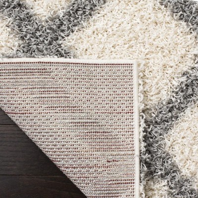 Ivory & Grey Diamond Shag Synthetic Area Rug, 8' x 10'