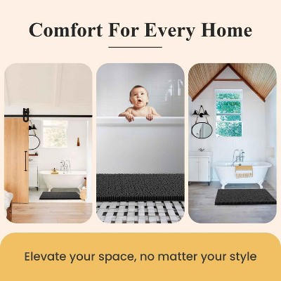 Gray Chenille Non-Slip Bath Runner Rug 31" x 59"