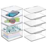 mDesign Plastic Stackable Home, Office Supplies Storage Box, 8 Pack - Clear