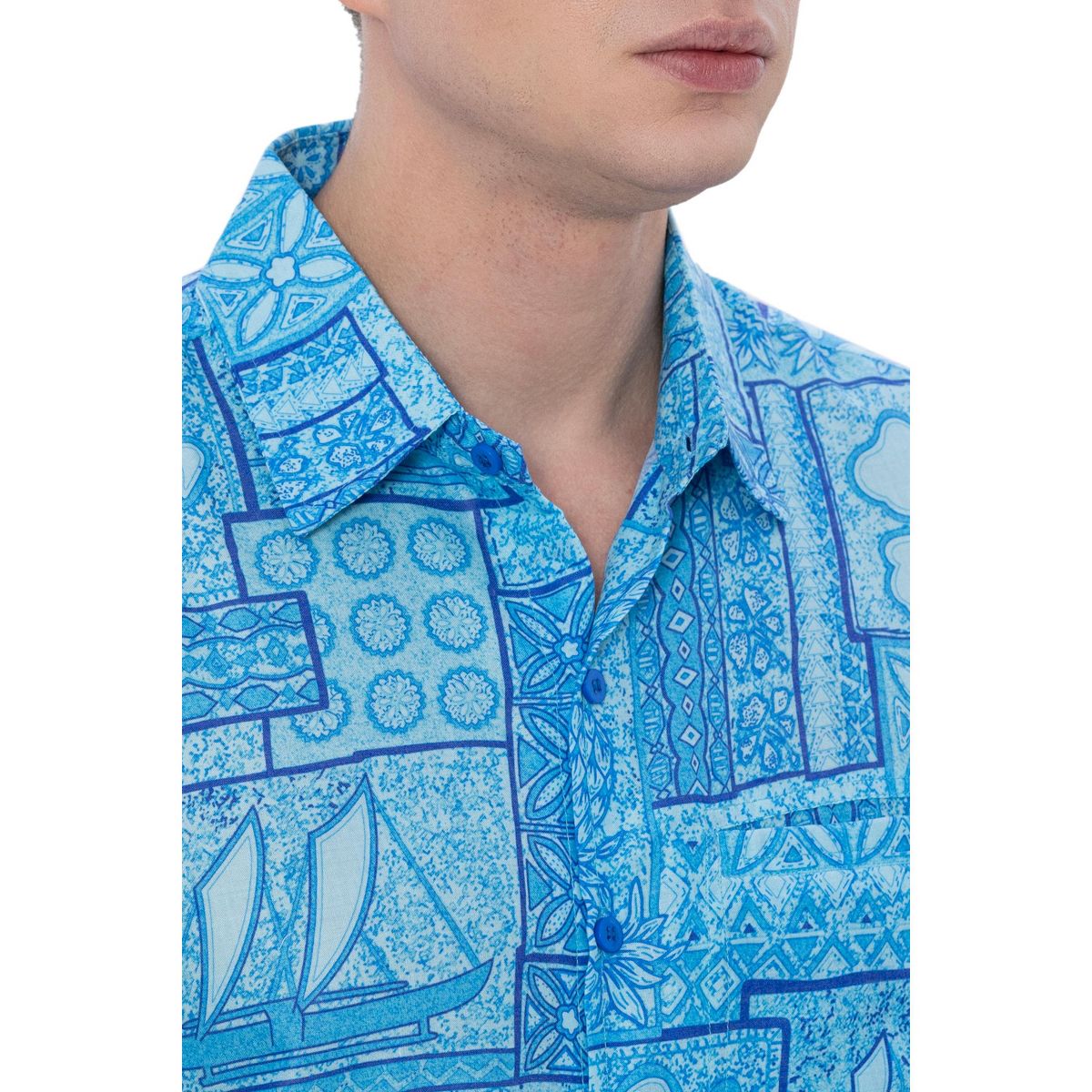 HAPPY BAY Men's Hawaiian Shirt Fashion Button Down Short Sleeves Holidays Aloha Party Casual Tops Summer Beaches Shirts for Men XXL Blue Floral - thumbnail 3
