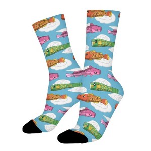 Japanese Koi Fish Women Printed Crew Socks Funny Funky Socks Soft Polyester Novelty Gifts for Artists Men - 1 of 1